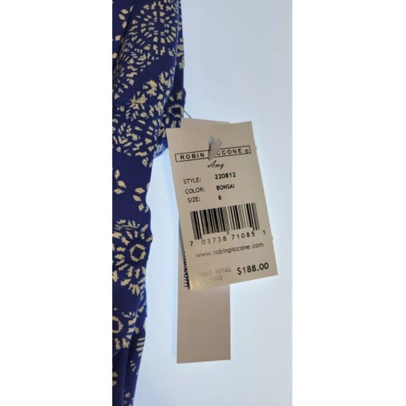 New Robin Piccone Ana One-Piece  Swimsuit size 8 Blue - Picture 3 of 6